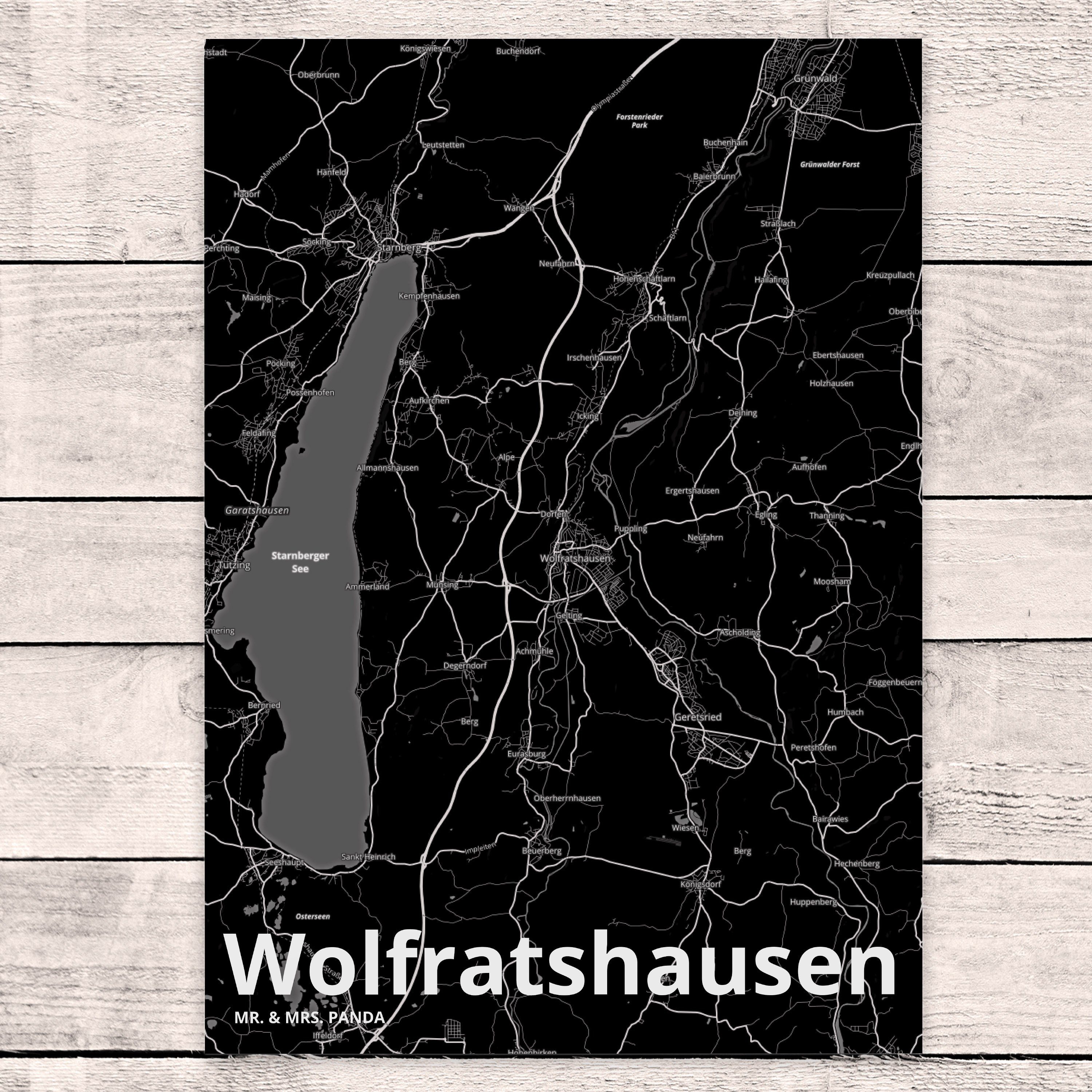 Stadt Postkarte Mrs. Wolfratshausen Landkarte & Panda Stadtplan Dorf - Mr. Karte Map Geschenk,