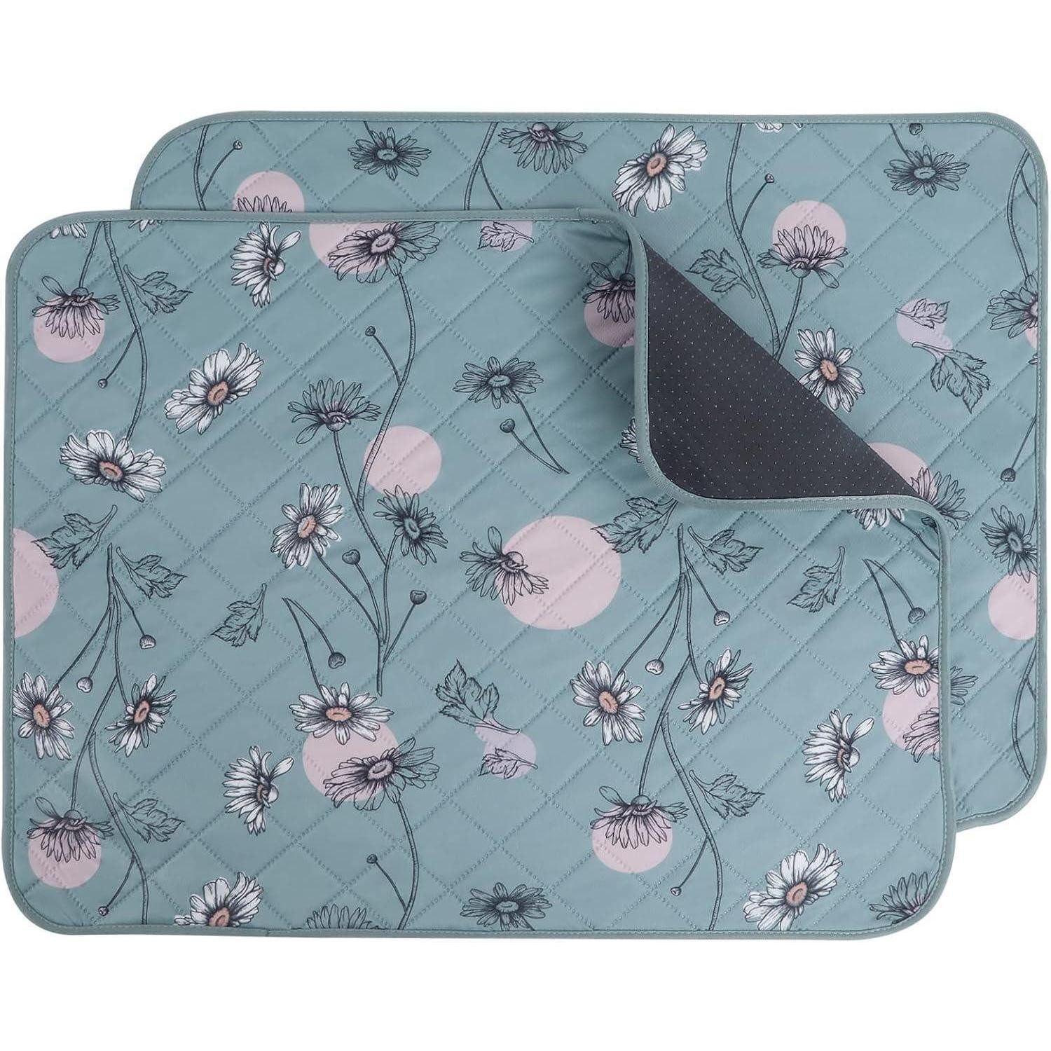 LuxusKollektion Hunde-Halsband Welpenunterlagen Waschbar Pipi 104*104cm-2pcs Grüne Gänseblümchen