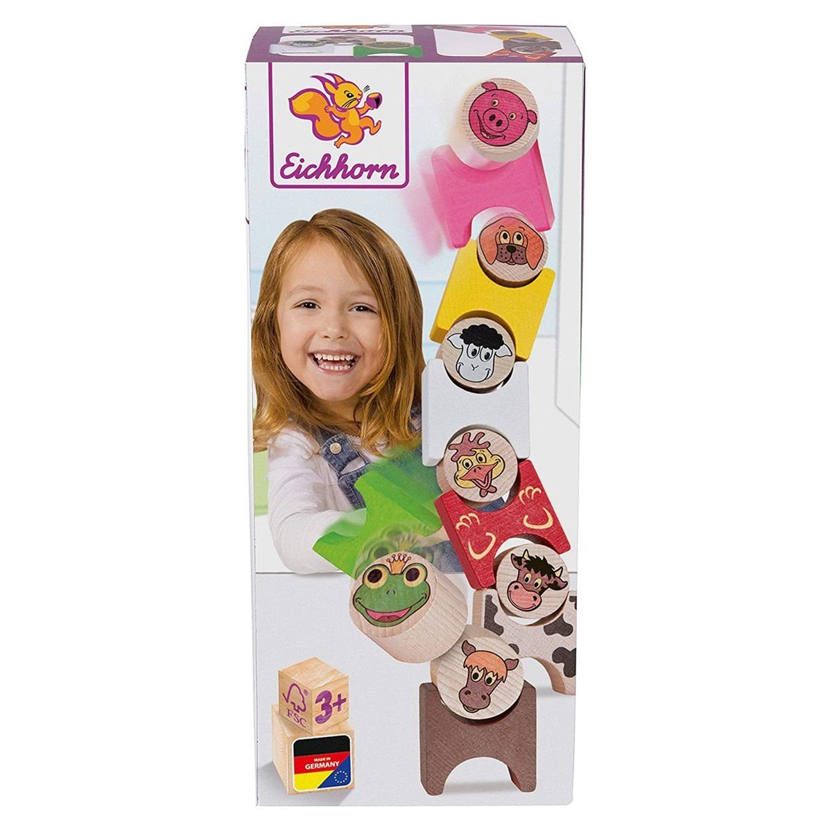 SIMBA Simba 100072315 - Eichhorn - Holz-Stapeltiere, 14 Teile, Bauernhof Spielbausteine