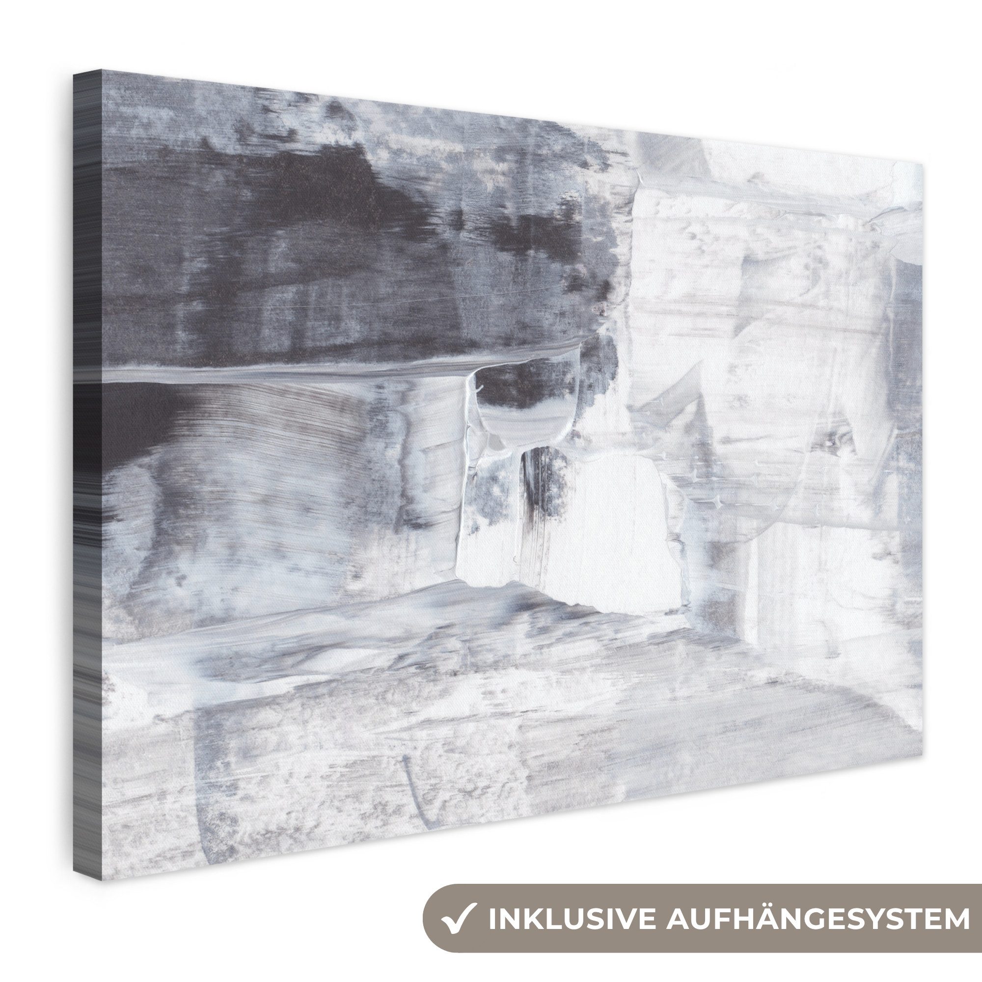 OneMillionCanvasses® Leinwandbild Kunst - Farbe - Weiß - Schwarz - Grau, Fotodruck (1 St), Leinwand Bilder Klein, Wand Dekoration Aesthetic 30x20 cm