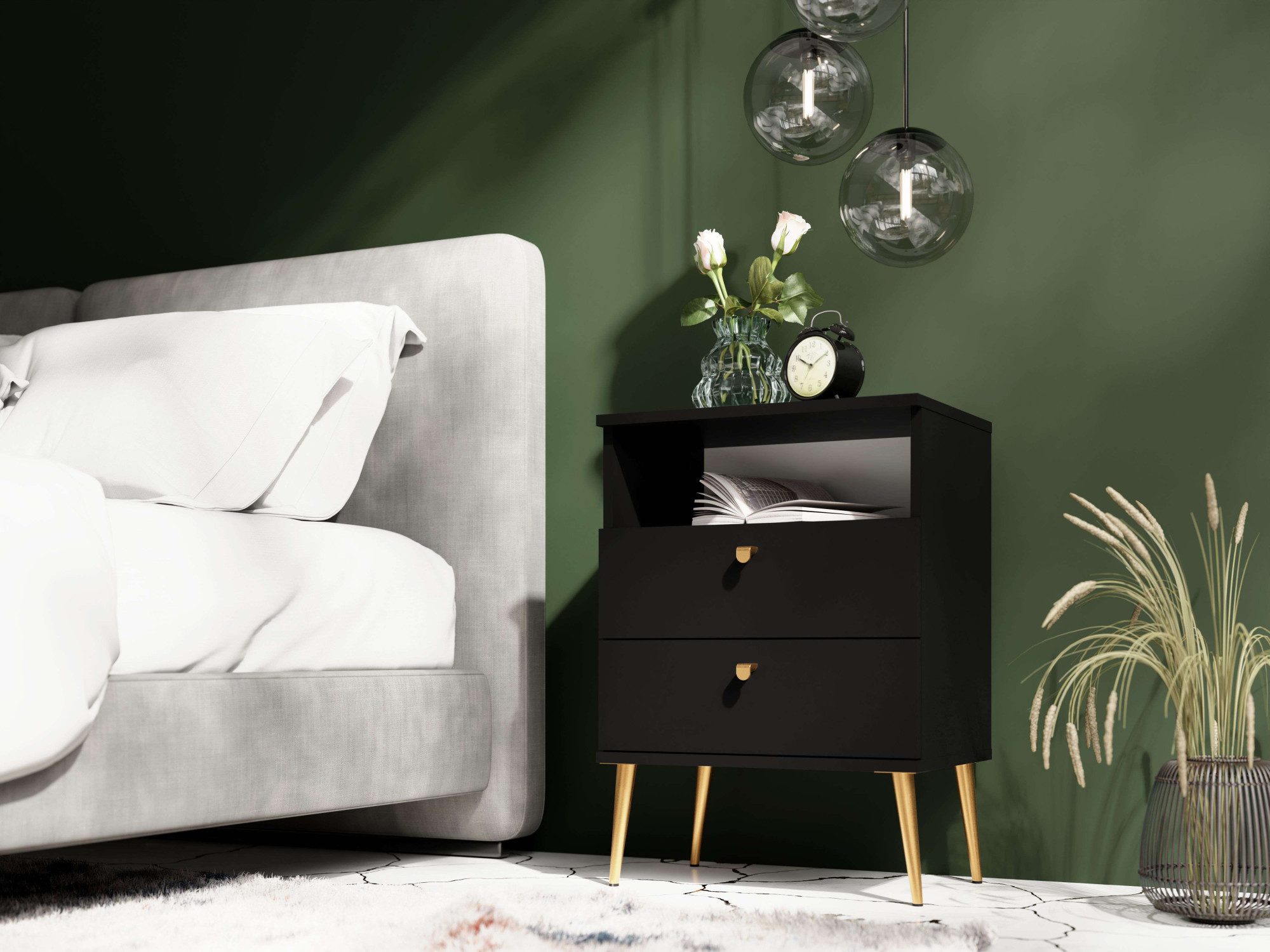 OTTO home Nachttisch Elyriia Nachtkommode mit 2 Schubladen und Fach, Premium-Qualität (Maße B/T/H: 50/34/70cm), mit viel Stauraum, modernes Design, pflegeleicht – Bild 5 von 5