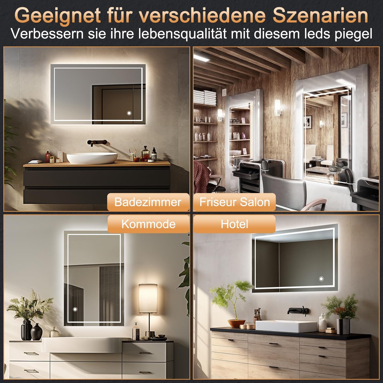 Youyijia Badspiegel Spiegel Mit Beleuchtung (1-St) günstig online kaufen