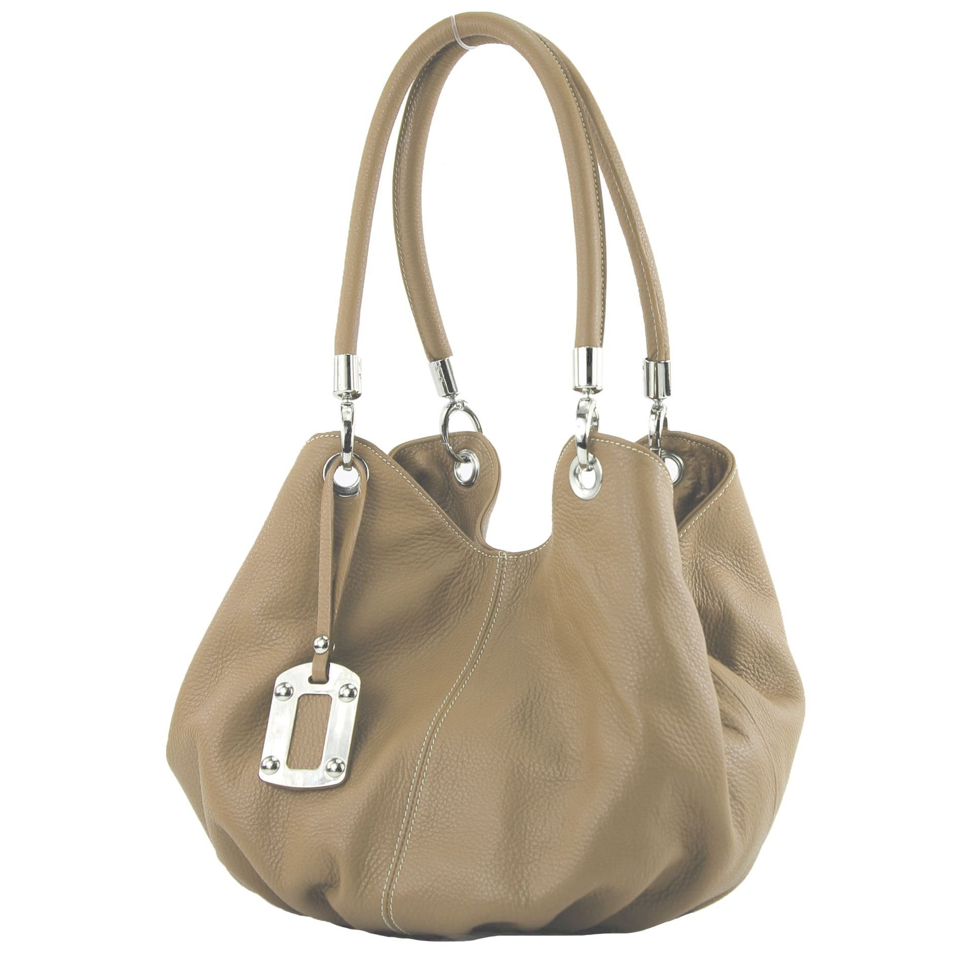 Echtleder modamoda Handmade Taupe in 228, Italy Schultertasche de