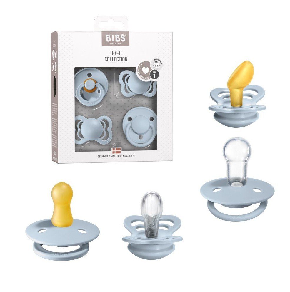 BIBS Schnuller TryIt 4er Probierpack Blue Hellblau