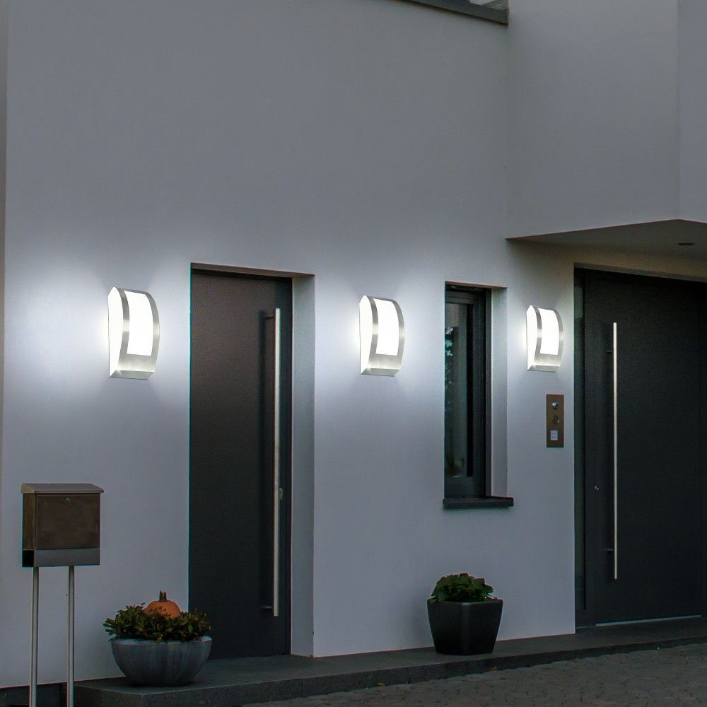 Haustür Fernbedienung LED Strahler Außen-Wandleuchte, 2er Edelstahl Außen Set etc-shop RGB Garten