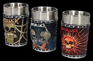 Figuren Shop GmbH Schnapsglas Schnapsbecher - Metallica 3er Set - Metall Band Merchandise Deko Schna, Kunststein (Polyresin), Edelstahl