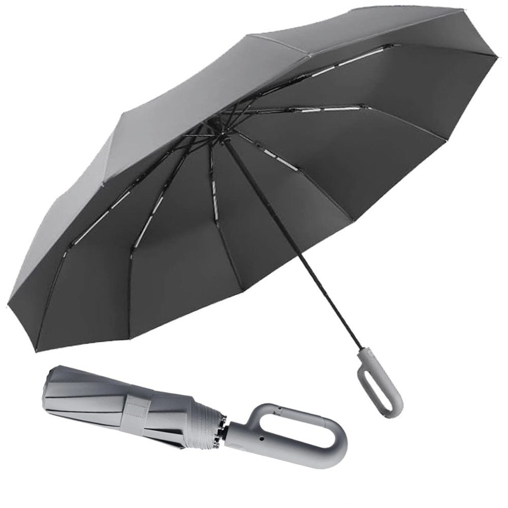 Coonoor Taschenregenschirm Vollautomatischer Faltregenschirm, großer Taschenschirm,(106cm, 126cm), D-förmiger Ringregenschirm, Outdoor-Sonnenschirm