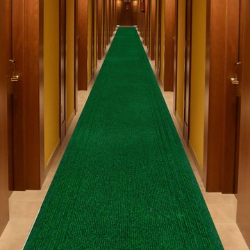 Läufer Teppich Flurläufer Läufer Textil PASSAT Gestreift Grün Robust Wasserab, ANRO, Rechteckig, Höhe: 5 mm, Genarbt PVC