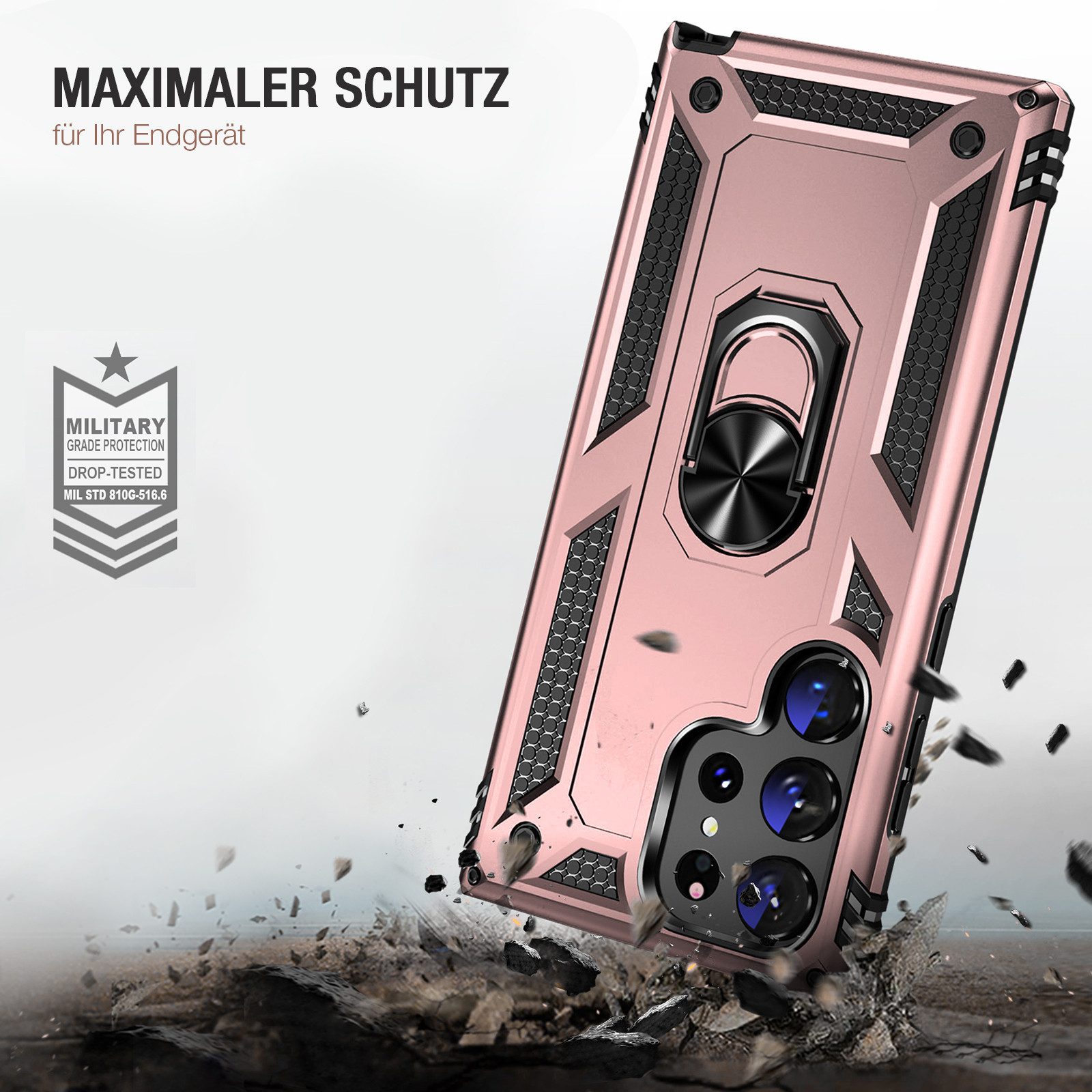 Tec-Expert Handyhülle Outdoor Cover Hülle für Samsung Galaxy S23 Ultra 6.8 Zoll, 6.8, Premium Hülle aus verstärktem Polycarbonat