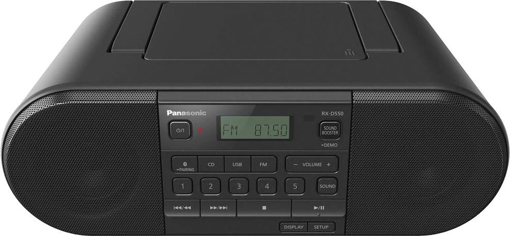 (FM-Tuner, W) RX-D550E-K UKW RDS, Boombox 20 mit CD- Panasonic