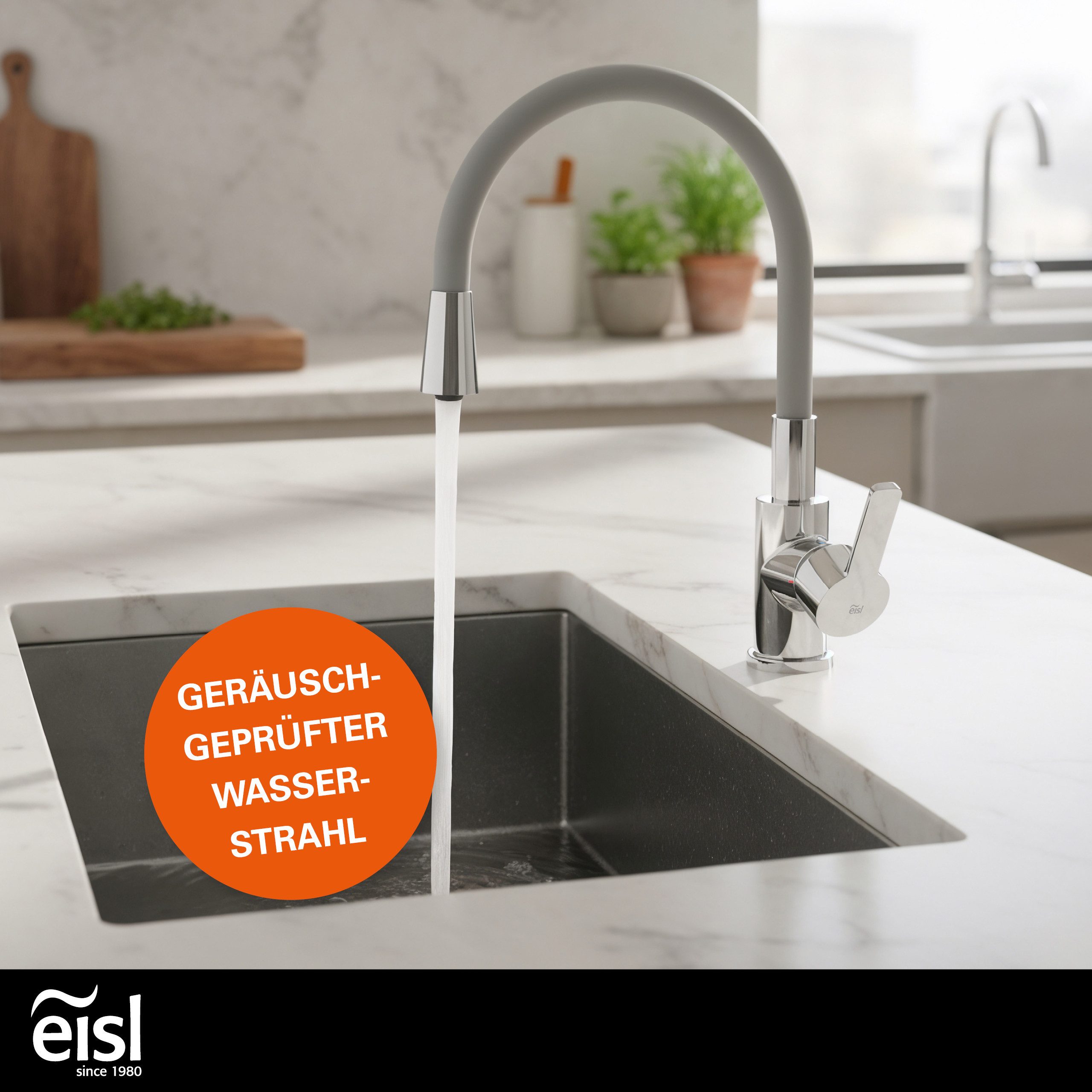 Eisl Spültischarmatur Flexo Küchenarmatur, rund, Cold-Start, 360° schwenkbar, Marken-Mischdüse – Bild 4 von 5
