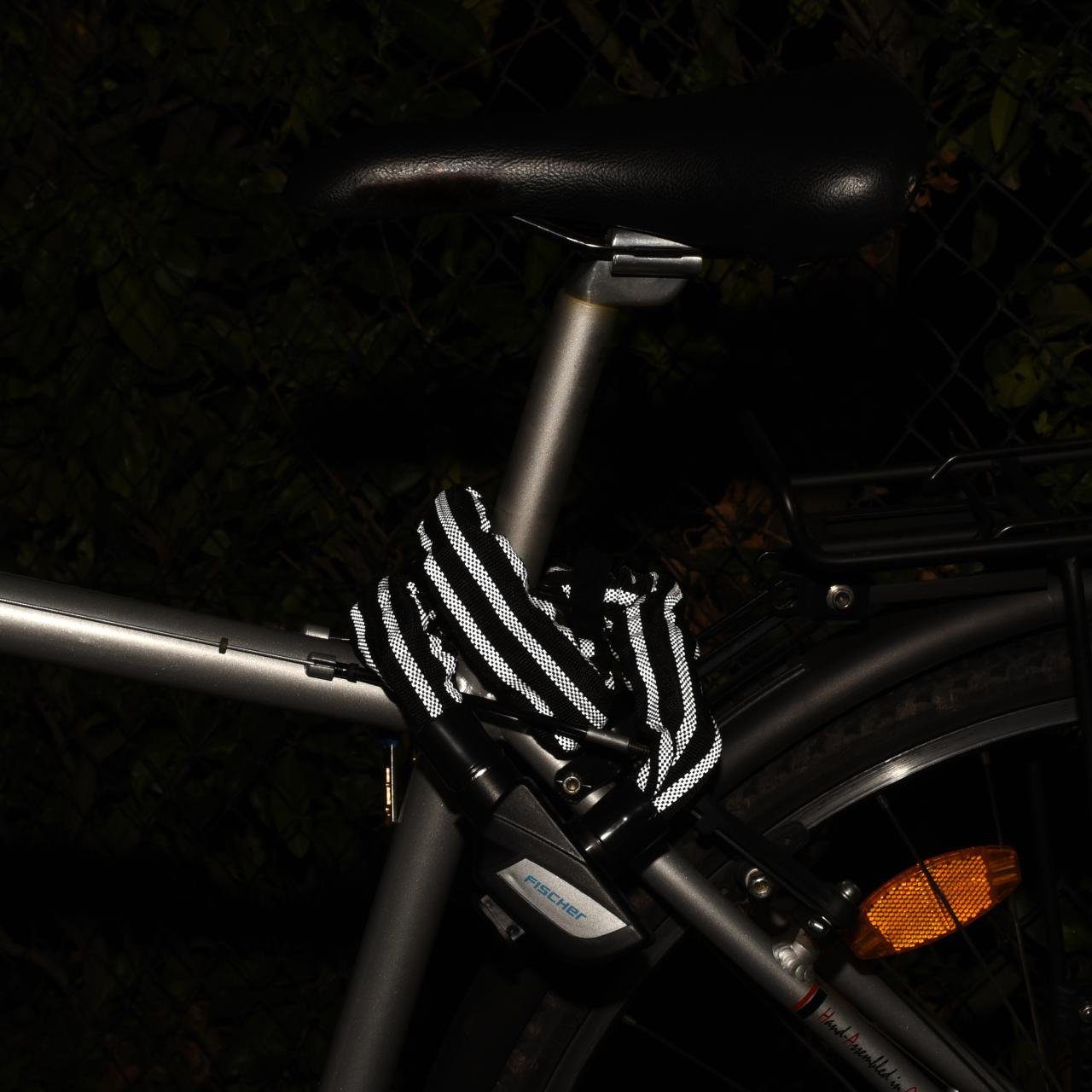 FISCHER Fahrrad Kettenschloss FISCHER Fahrradschloss mit Reflexstreifen (Packung, 3-tlg), Reflexstreifen