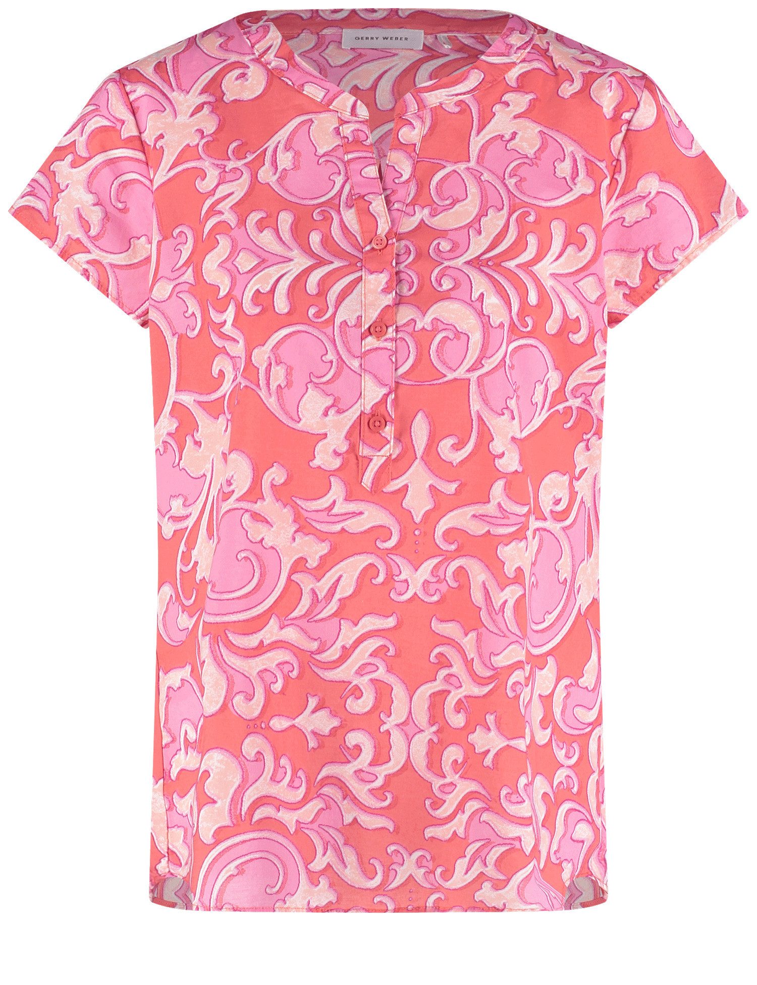Klassische Bluse Softe Kurzarmbluse mit Ornamenten