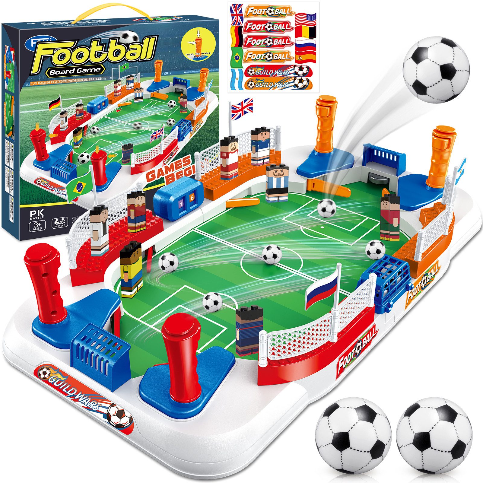 Wootoy Tischfußballspiel Kickertisch Tischkicker mit 2 Bällen Tischfußball für 2 Spieler (rutschfeste Griffe, faltbares Design und Betrieb ohne Batterien, 1-tlg., mit Punkteanzeige Torglocke und zwei Spielbälle), Geschenkidee für Kinder ab 3 Jahren sowie Jugendliche und Erwachsene