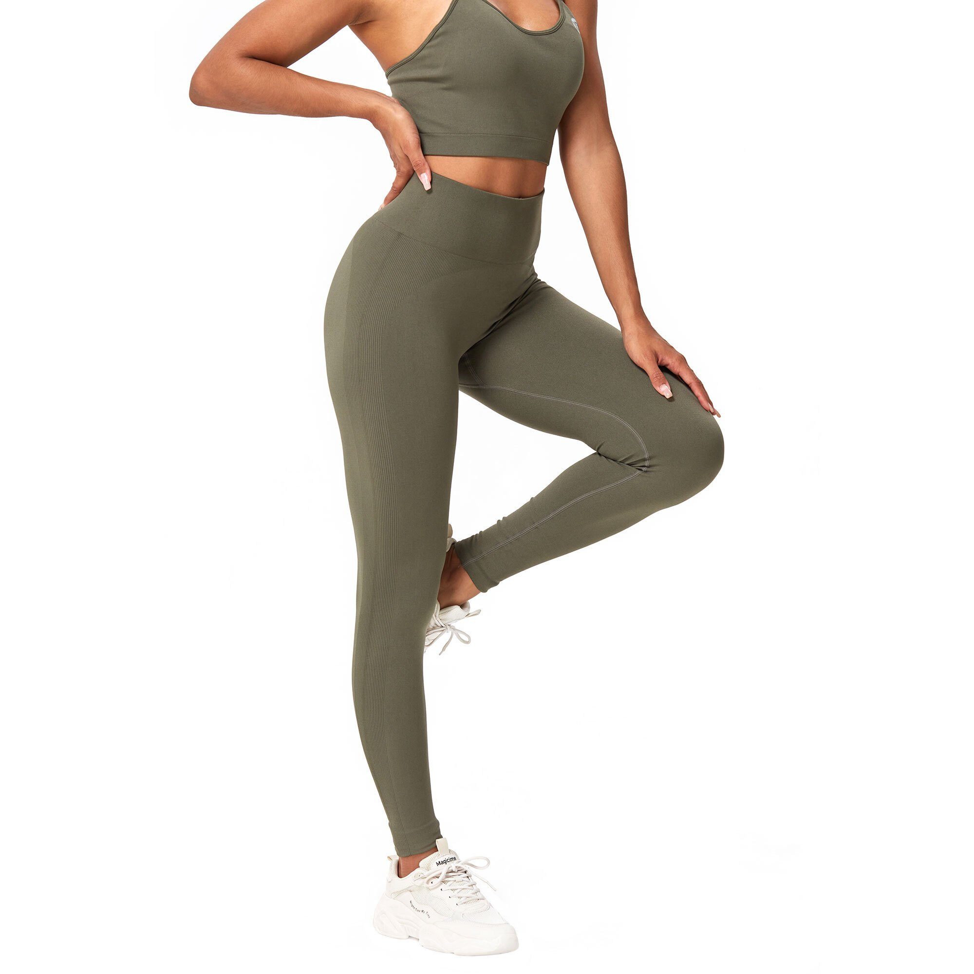 Leggings Yogaleggings leggings grün (2-tlg) CHARM YEAZ