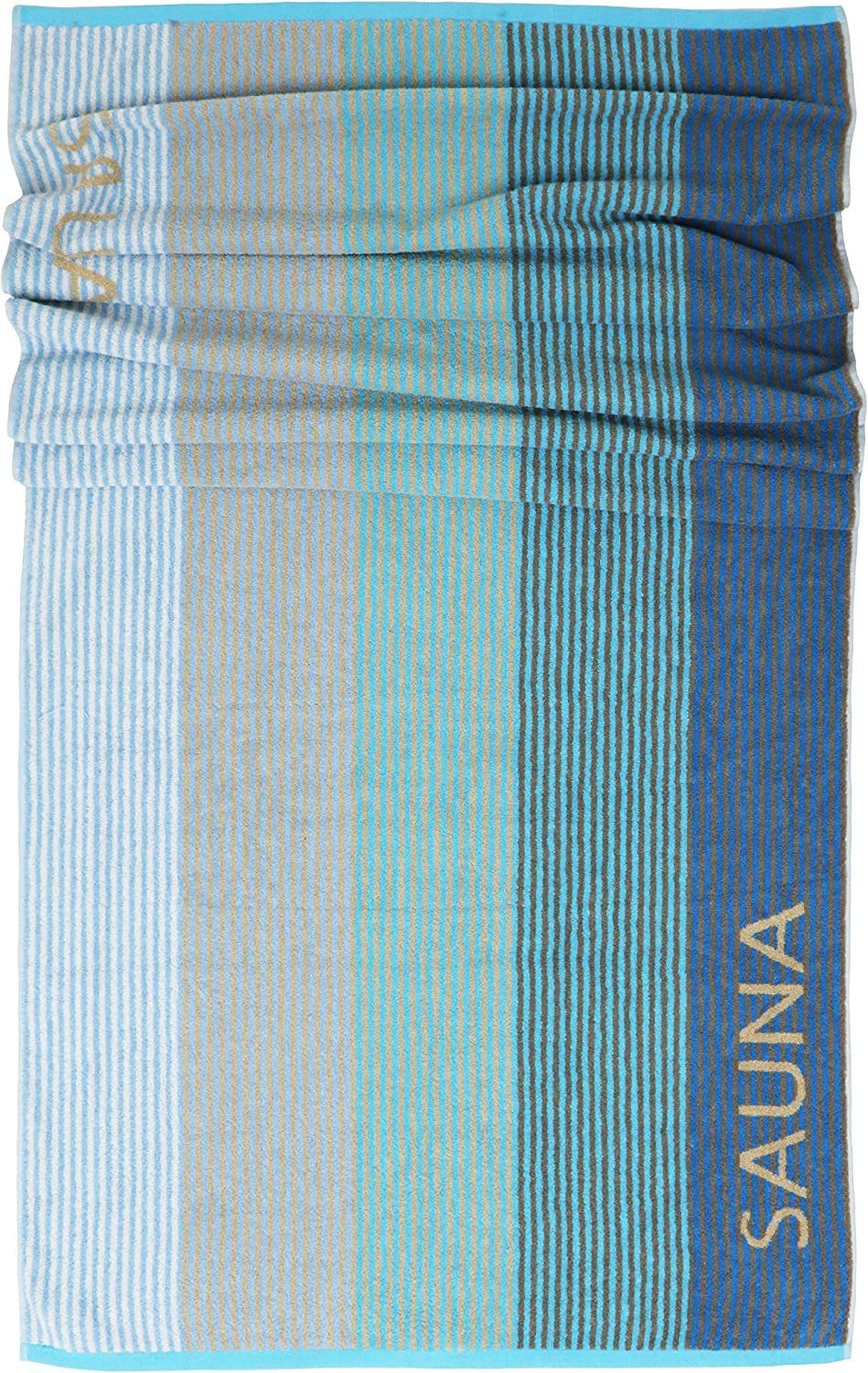 Lashuma Saunatuch Helsinki, Walkfrottee (1-St), Frottee Saunahandtuch mit Streifen Türkis Blau 85x200 cm Blau - Türkis