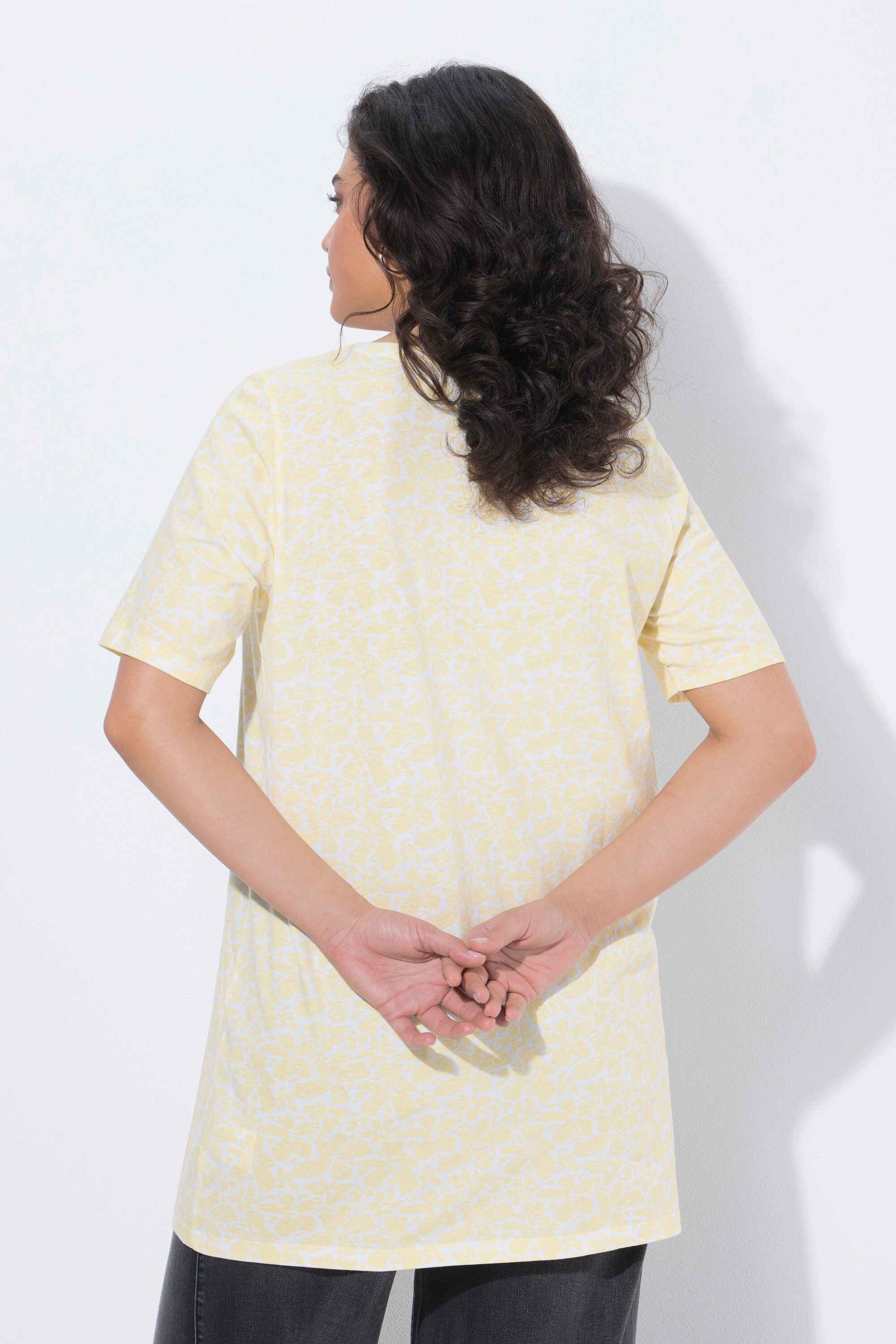 Ulla Popken Longshirt Longshirt A-Linie Carré-Ausschnitt Halbarm