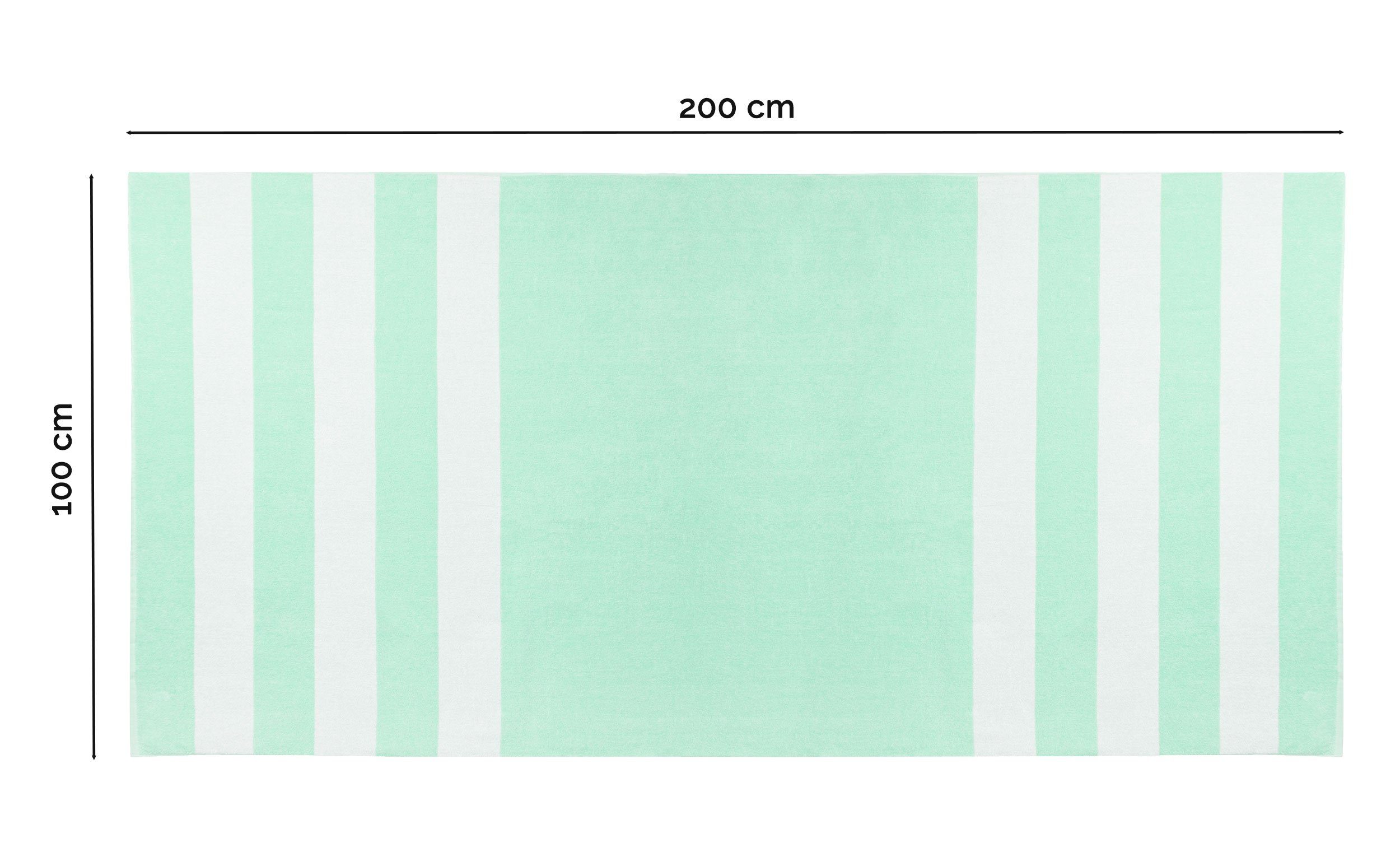 Mikrofaser x 200 cm, gestreift, Baumwolle, 100% Strandtuch, 100 (1-St), Hotelwäschespezialisten ZOLLNER vom mint