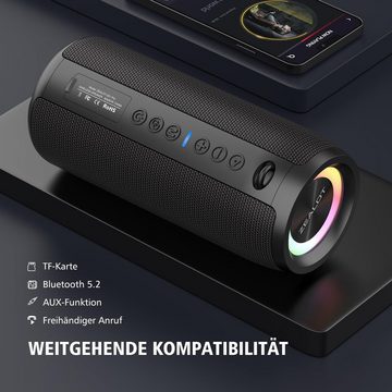 Tidyard ZEALOT S51Pro Bluetooth-Lautsprecher (Bluetooth, 40 W, Licht, Wasserdicht, 24 Stunden Akku)