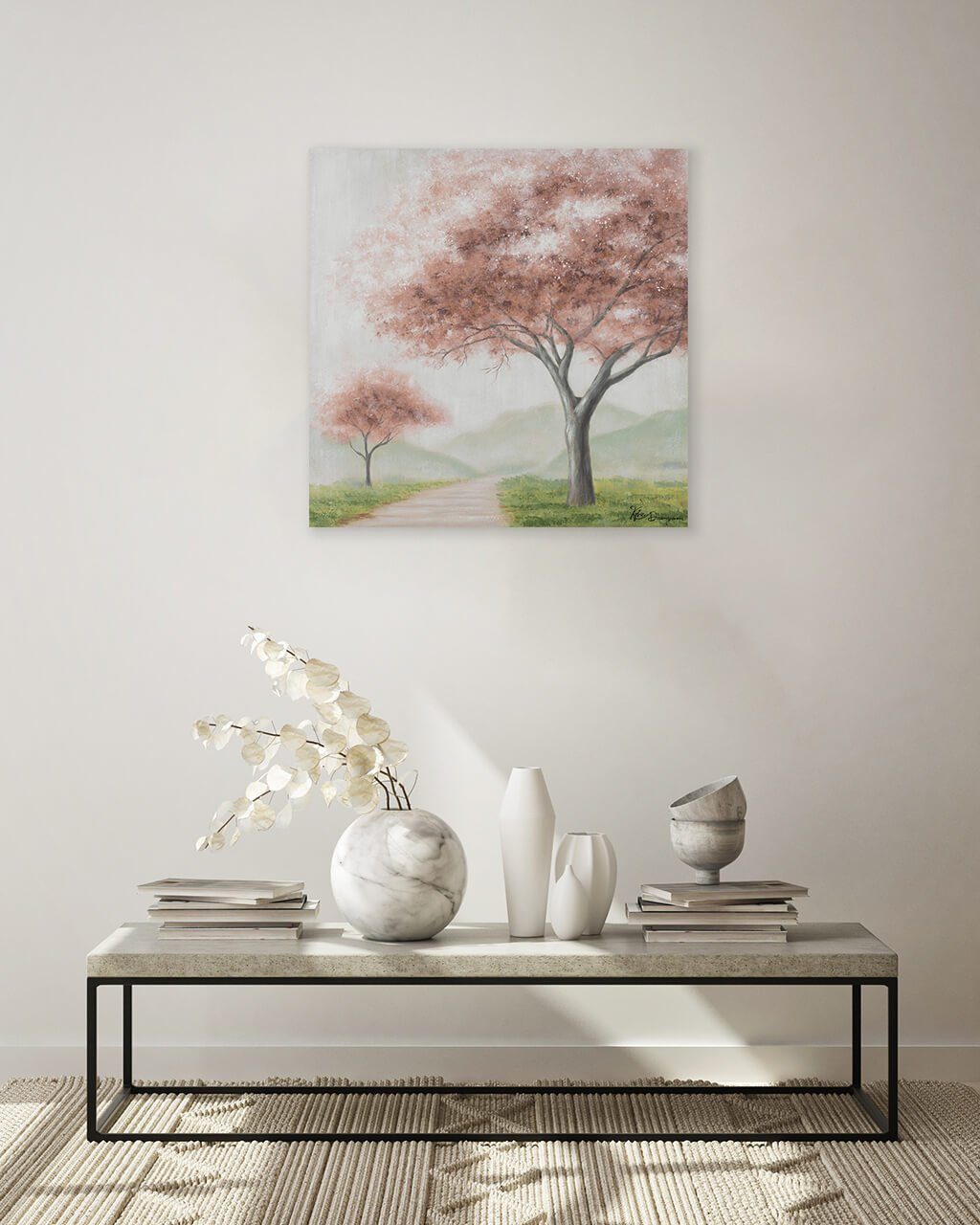 Japanese 100% Motifs cm, Gemälde Wandbild Wohnzimmer Leinwandbild KUNSTLOFT HANDGEMALT 80x80