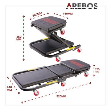 Arebos Transportroller 2-in-1 Montagerollbrett, 150 kg belastbar, 6 bewegliche Rollen, (Stück, 1-St., 360° drehbar), 150 kg belastbar, Stahlrahmen
