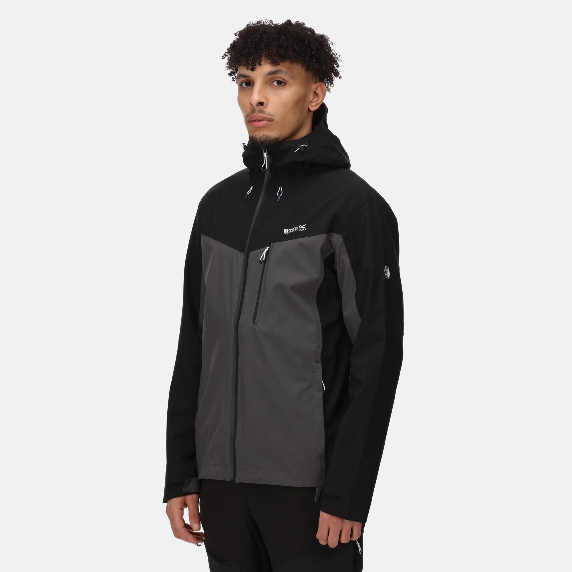 Regatta Outdoorjacke Birchdale DkGrey/Black Kapuze mit wasserdicht, Herren, für