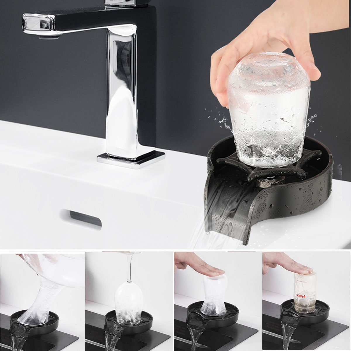 LETGOSPT Waschbeckenbrause für Glasspüler Küche Glasspüler Tassen Waschmaschine Edelstahl Waschbeckenbrause Teetasse Bar Waschbecken Waschmaschinen