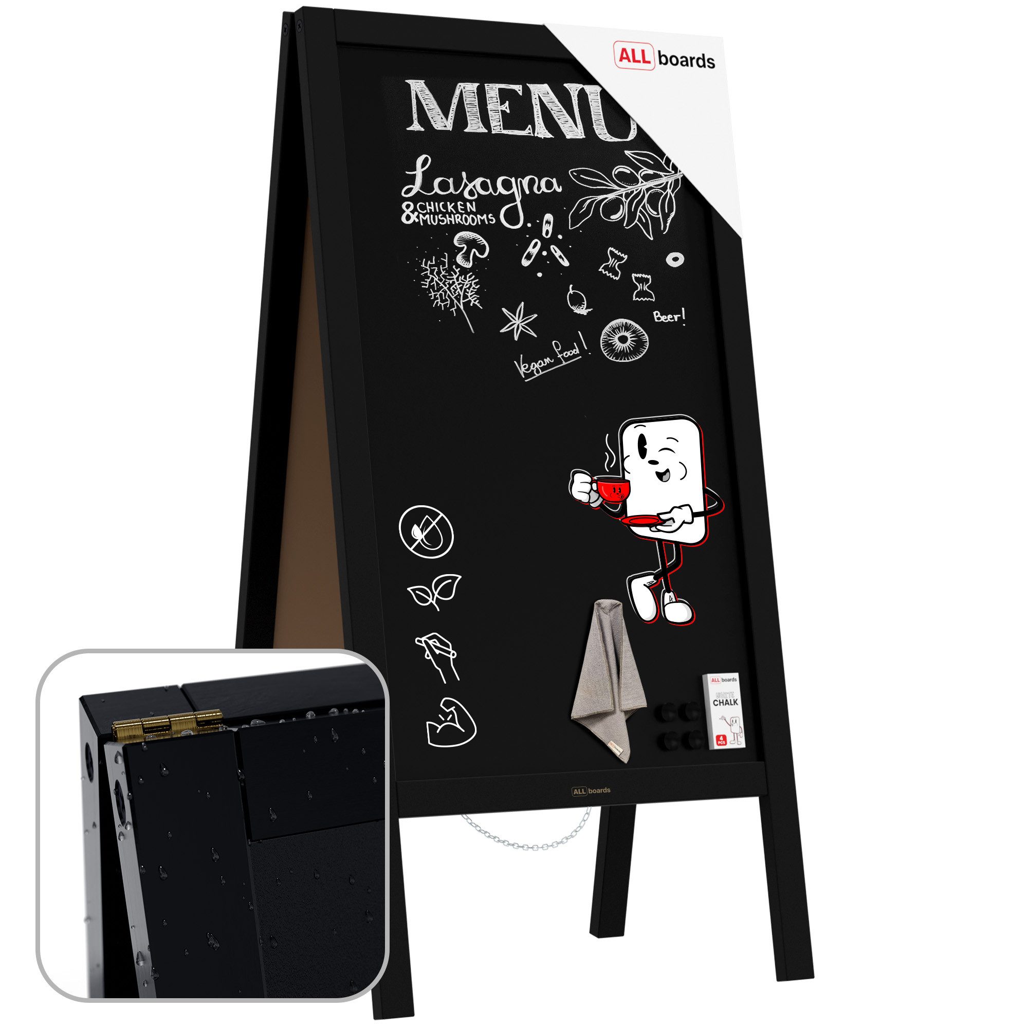 ALLboards Standtafel ALLboards Kundenstopper mit lackiertem Holzrahmen Werbetafel