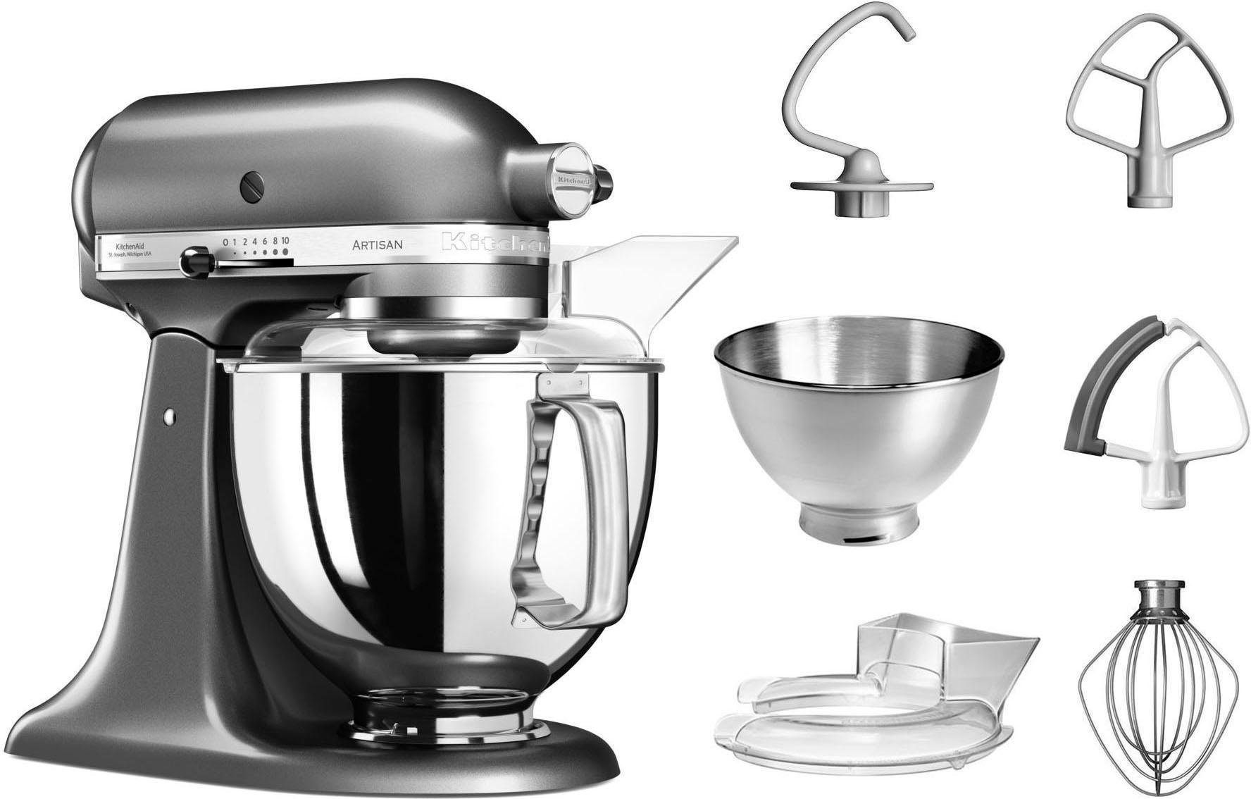 KitchenAid Küchenmaschine 5KSM175PSEMS MEDALLION-SILBER, 300 W, 4,8 l Schüssel, mit Zubehör im Wert von ca. 112,-€ UVP