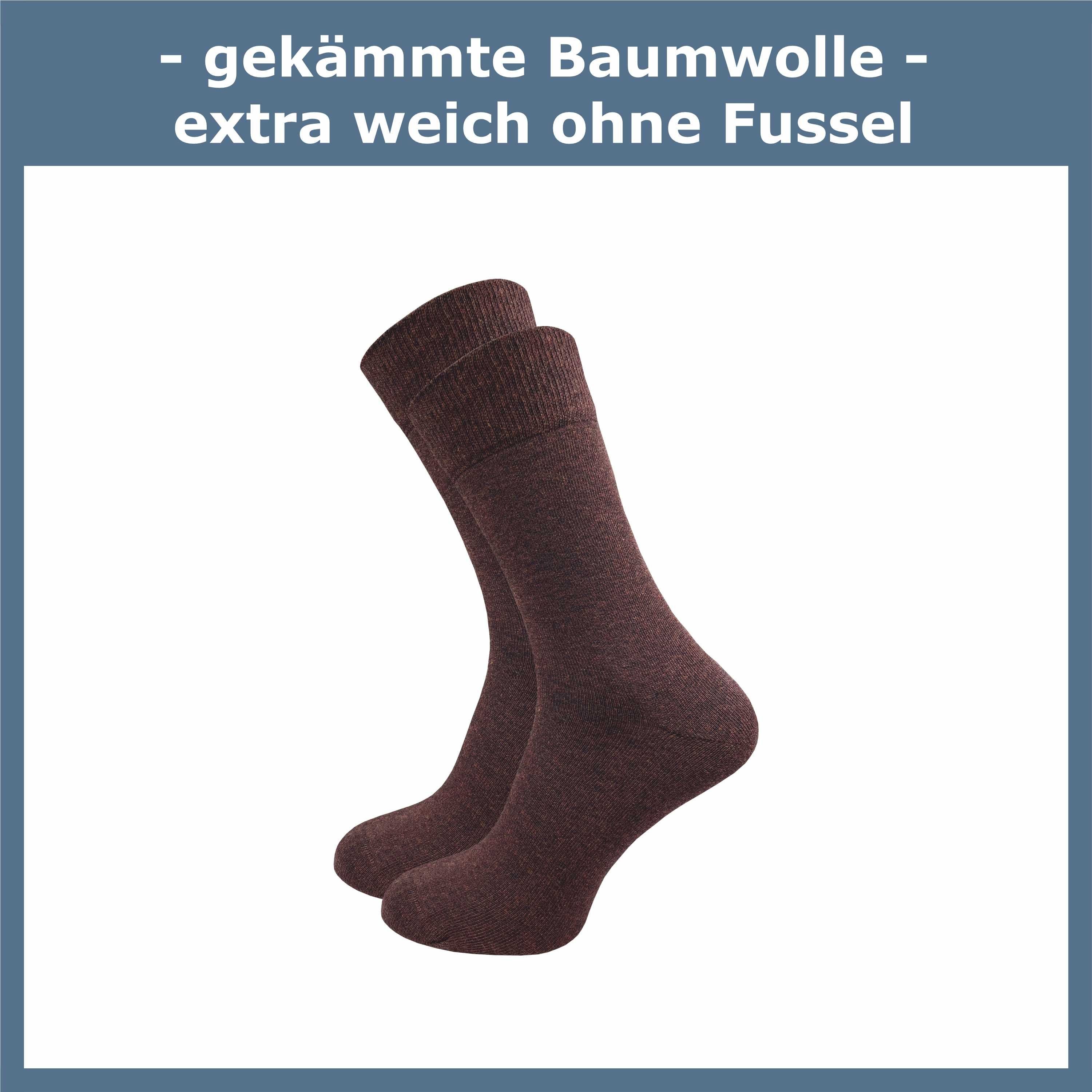 Damen schwarz, Alltag dunkelbraun drückende anspruchsvollen blau Paar) aus Basicsocken Socken Herren den Baumwolle für braun für (10 in und GAWILO hochwertiger Naht ohne & grau,