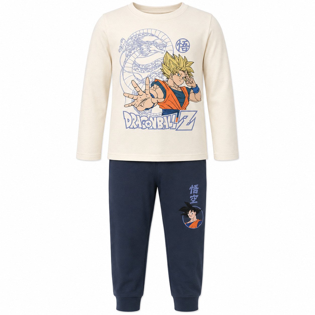 Dragon Ball Schlafanzug Anime Dragon Ball Z Goku Jungen Schlafanzug Pyjama Shirt Hose (Packung) Gr. 128 bis 152, 100% Baumwolle