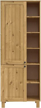 Kochstation Hochschrank KS-Osby (1-St) Kiefer massiv, Breite 75 cm, 2 Türen, 4 Einlegeböden, 6 offene Fächer