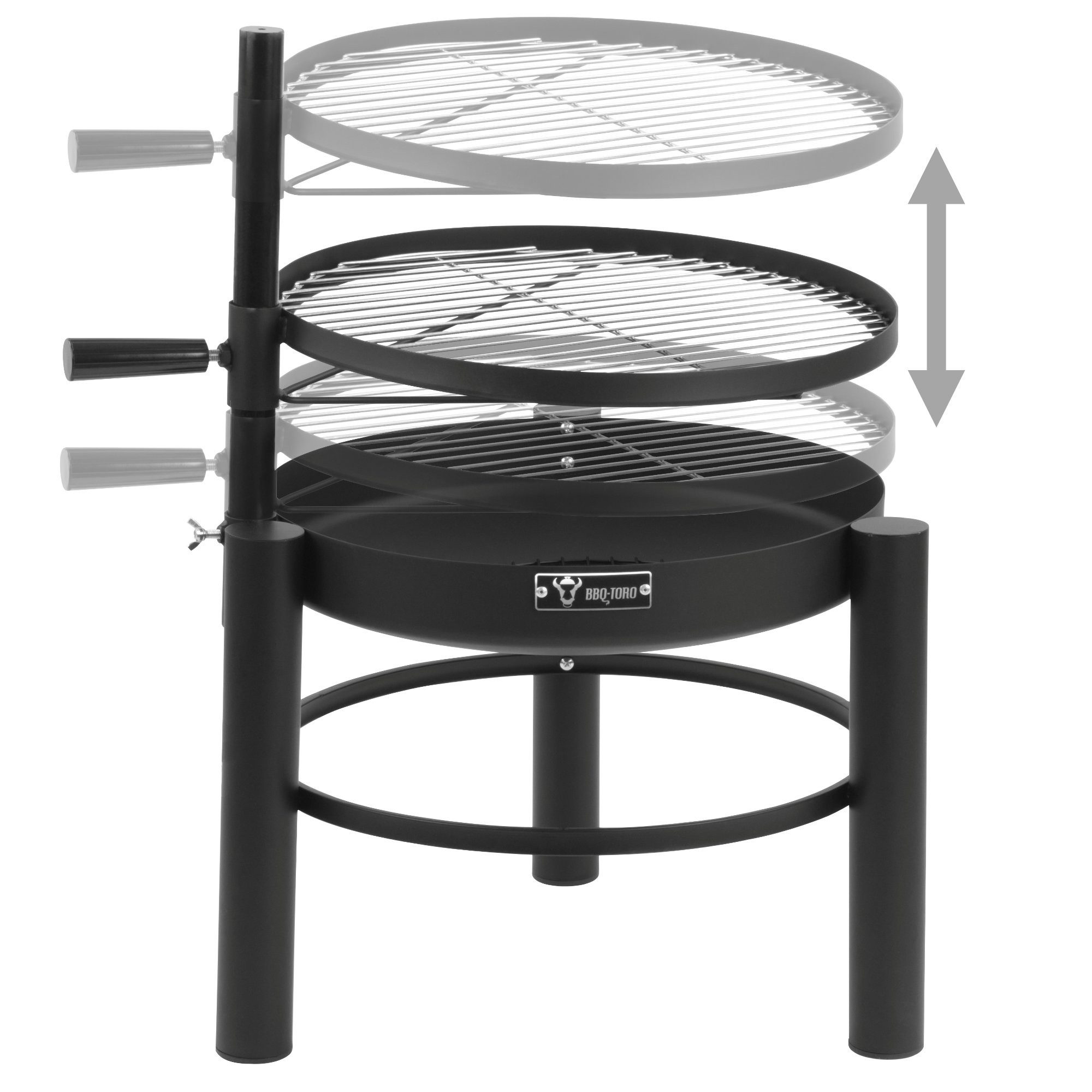 BBQ-Toro Holzkohlegrill Feuerschale mit Grillrost Ø 50 cm, Höhenverstellbarer Grillrost, Seitlich ausschwenkbares Grillrost – Bild 4 von 5