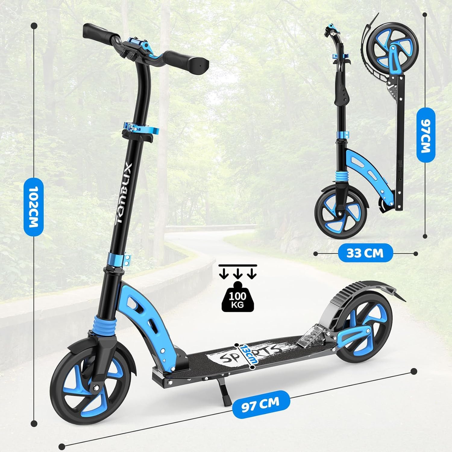 OUNUO Scooter Roller, Aluminiumroller für Erwachsene, höhenverstellbar und klappbar