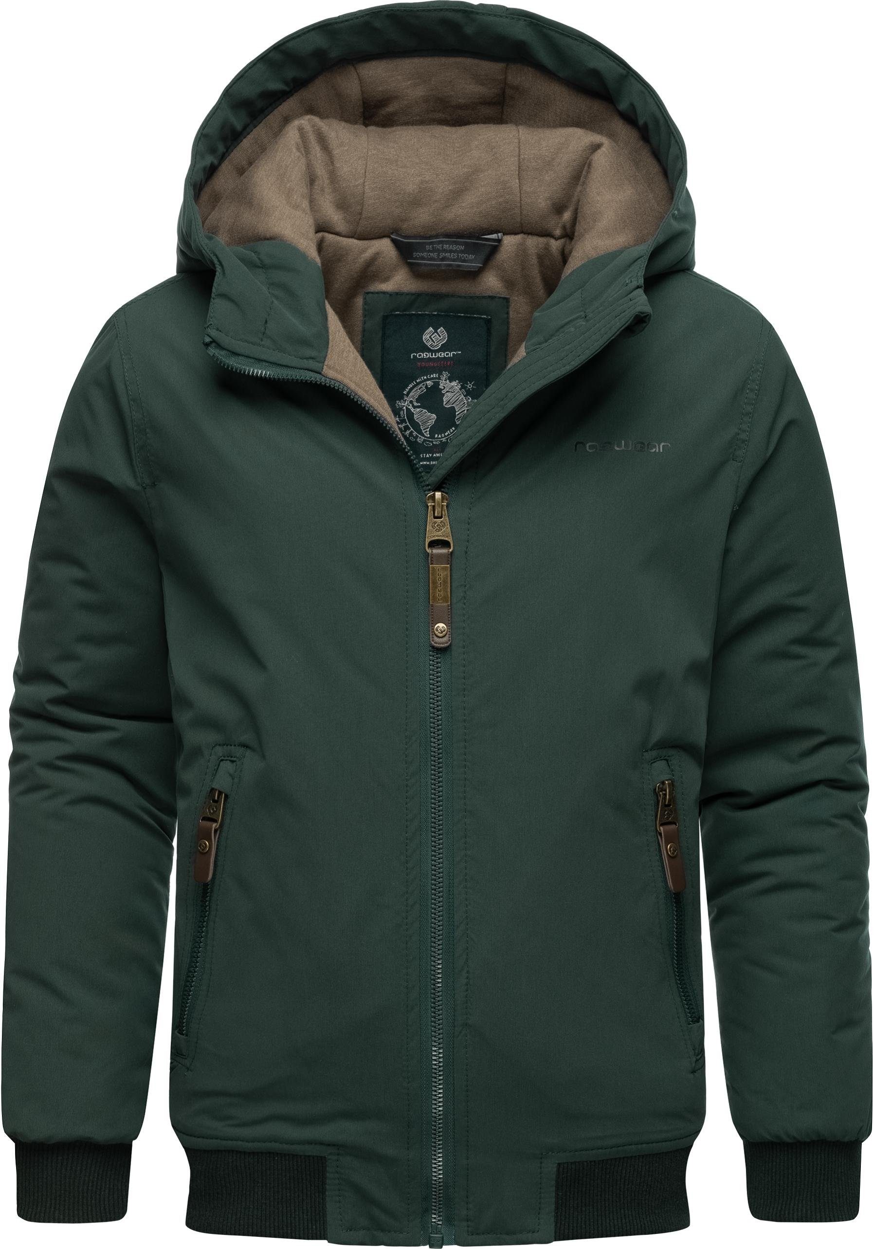 mit Maddew Winter-Outdoorjacke Ragwear Kapuze dunkelgrün Winterjacke sportliche