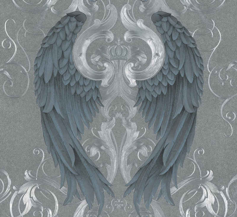 Glööckler Vliestapete »Silber-Lila, Blau«, ornamental, restlos abziehbar