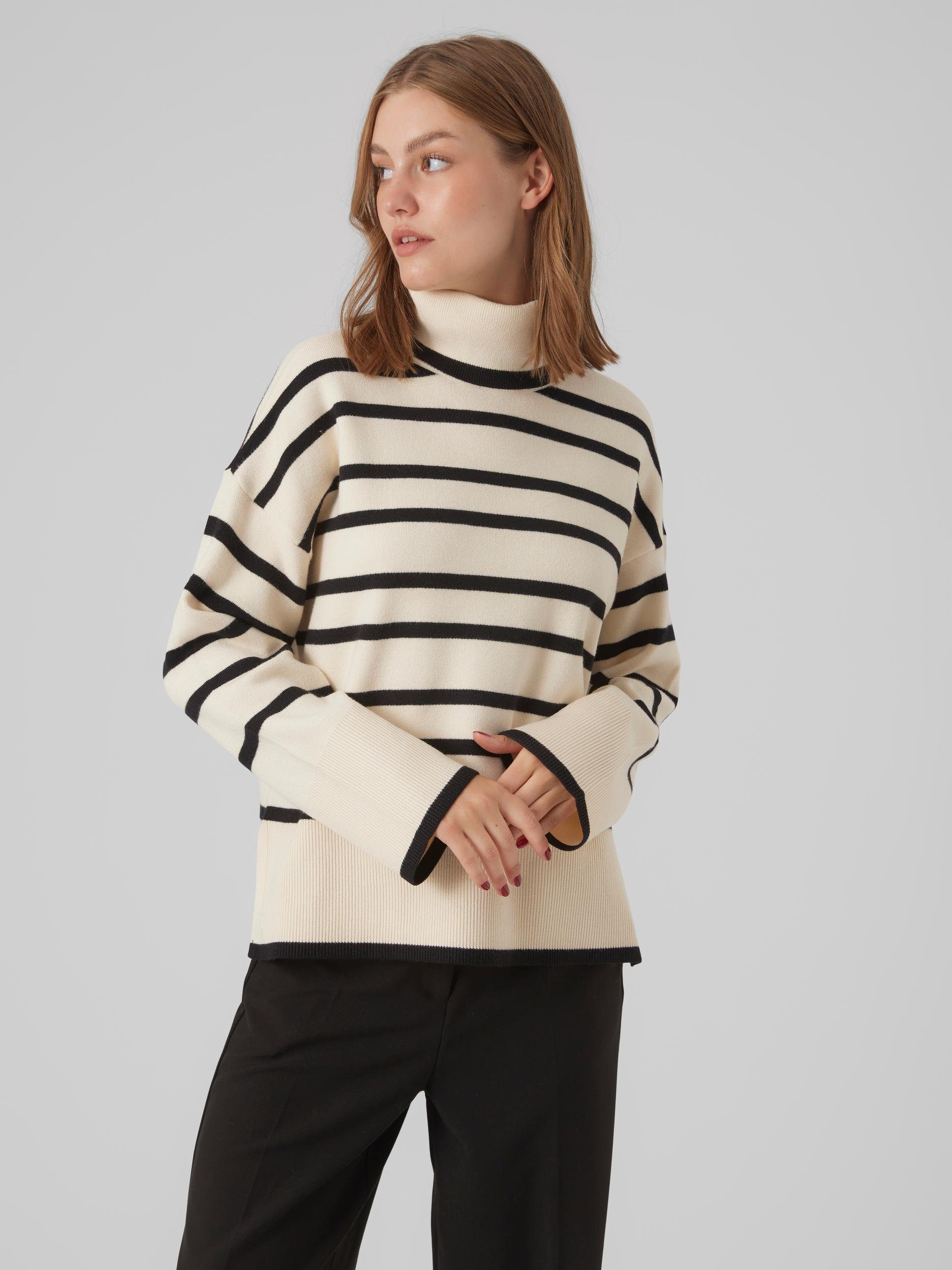 LS GA ROLLNECK PULLOVER Ärmeln mit Rollkragenpullover Vero NOOS, weiten Moda Schulter VMSABA angesetzte Tief