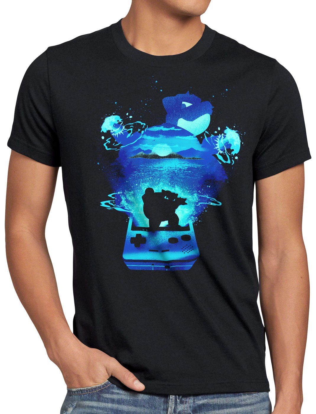style3 Print-Shirt Herren T-Shirt Glumanda Gamer monster spiel online boy