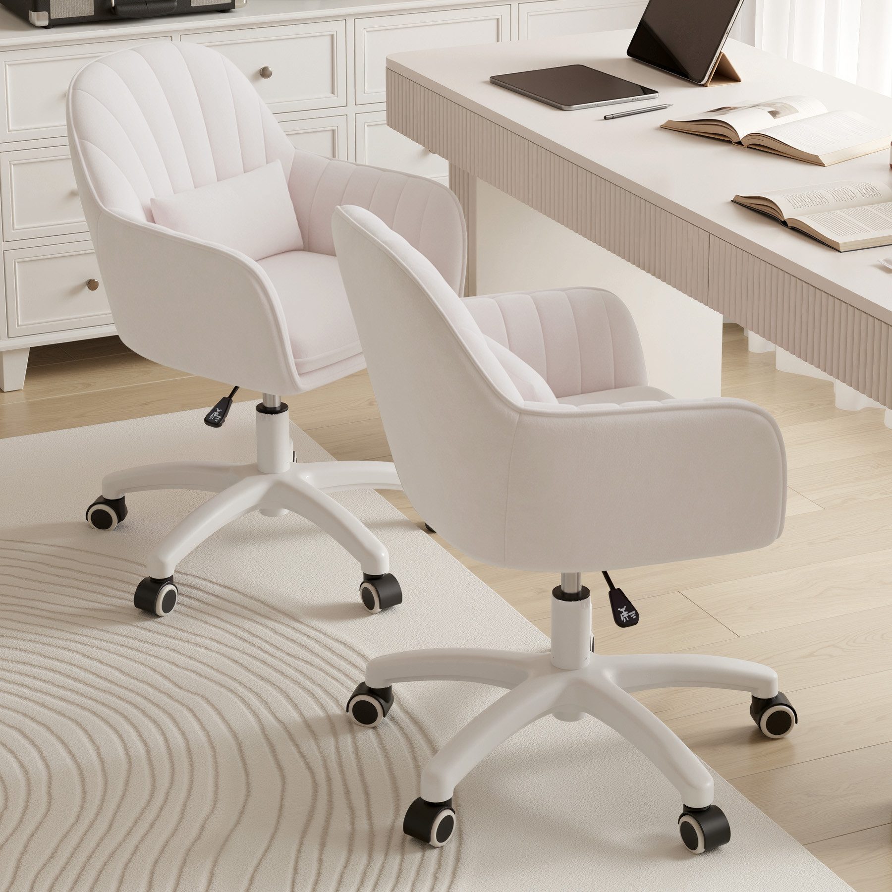 HawthyHome Bürostuhl Ergonomischer Homeoffice-Stuhl, 360° Drehbar & Höhenverstellbar (2 St), Samtbezug mit Kopfkissen, ideal für Arbeitszimmer & Schlafzimmer