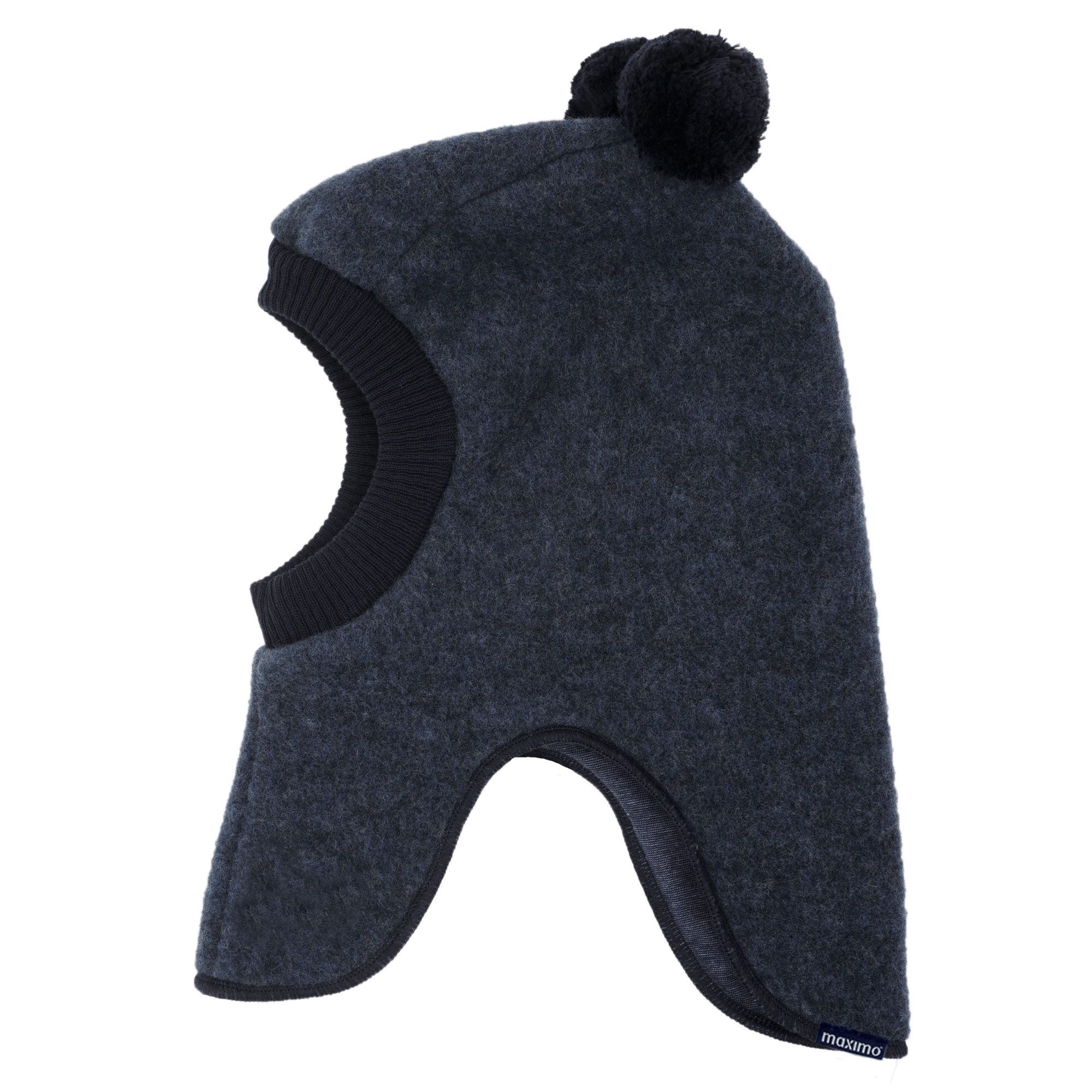 MAXIMO Schlupfmütze Wolle, gefüttert, mit zwei Bommeln, Rippstrickbünchen
