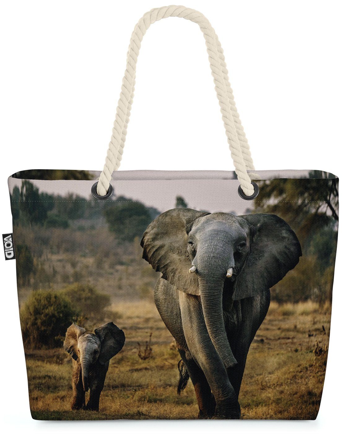 VOID Strandtasche (1-tlg), Elefant Kind Beach Bag Elefant Afrika Safari Dschungel Zoo Dickhäuter Rüssel