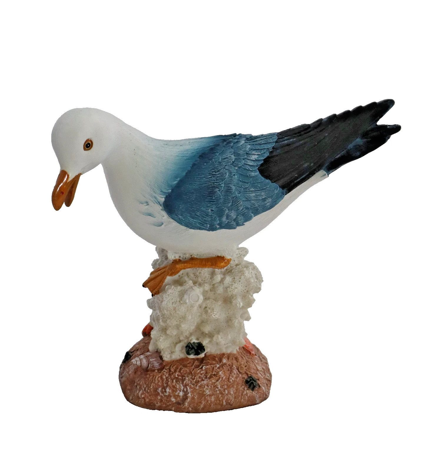 Kaufhaus le petit Tierfigur Deko Möwe auf Koralle Vogel Lachmöwe Figur Skulptur Tier Objekt, Maritim Dekofigur Dekoskulptur Dekoobjekt aus Polyresin (Kunststein)