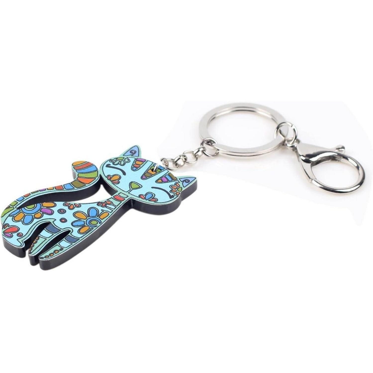 LuxusKollektion Schlüsselanhänger Schlüsselanhänger Katze Acryl Blau