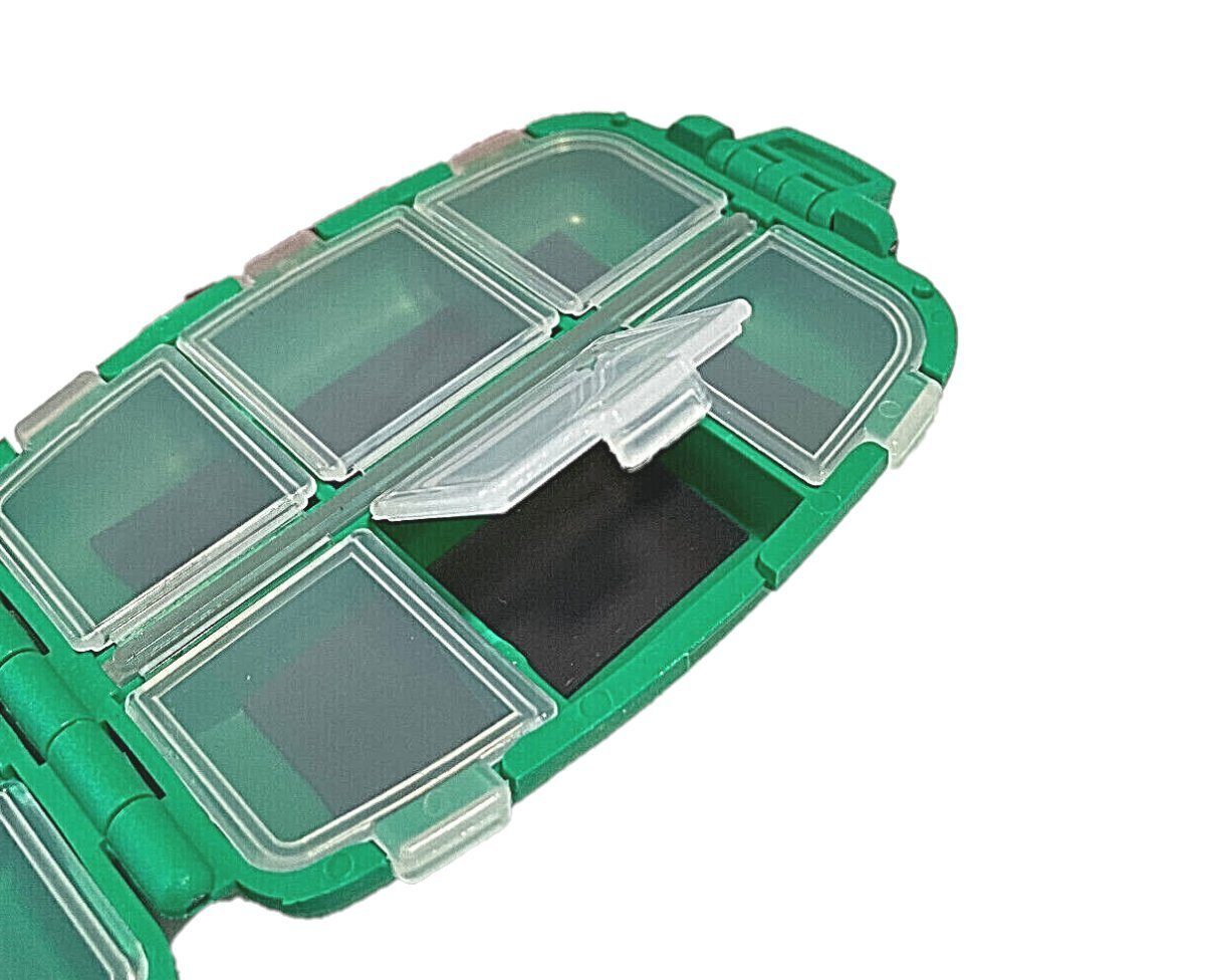 Kammerbehälter Tackle Angelkoffer S Wirbel mit Haken 12 Box Magnet lose Zubehörbox Anplast Grün