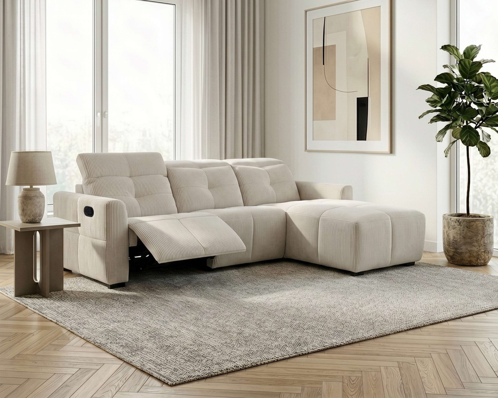 OTTO home Ecksofa CAARLA Cord, L-Form, 261 cm, man. oder elektr. Relaxfunktion (USB-A/C), mit USB-A und USB-C bei elektrischer Ausführung, Kopfteilverstellung