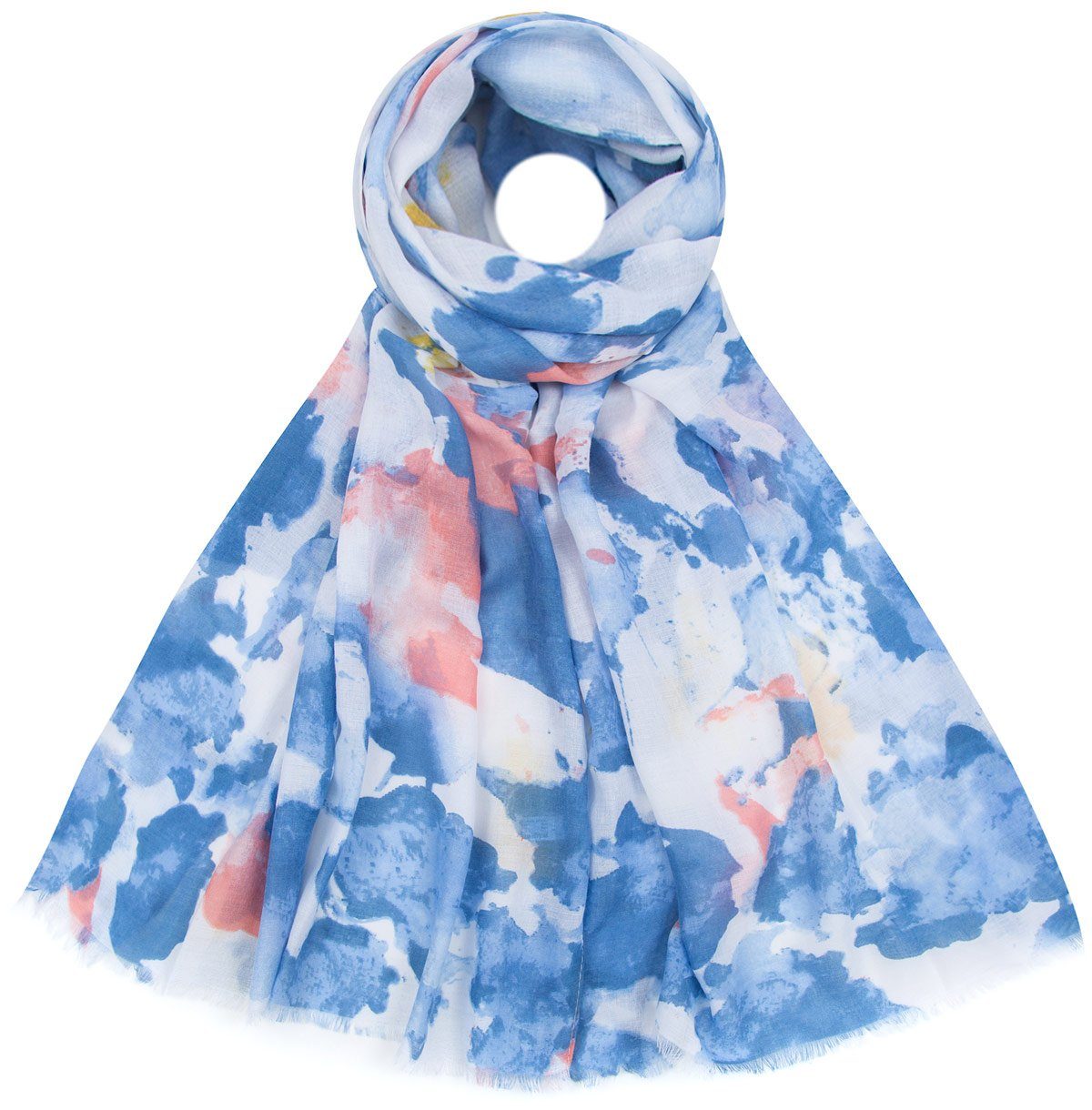 Faera Modeschal, Damen Schal Wasserfarben Farbverlauf weich und leicht blau