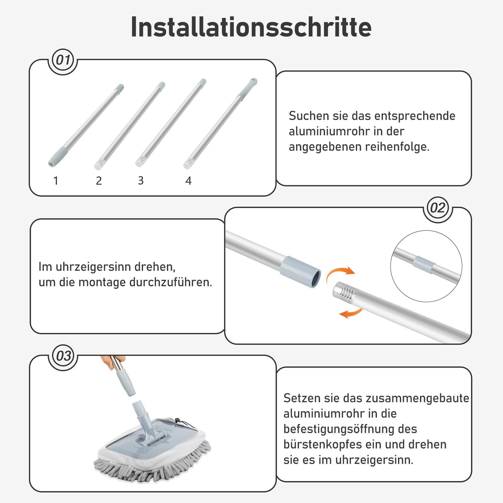 HUGERSTONE Autowaschbürste 180 Drehbar Auto Reinigungsbürste, Auto Waschbürste mit Teleskopstiel, Waschbürst für PKW SUV LKW Wohnmobil Fenster Boote, (Autowasch – Bild 5 von 5