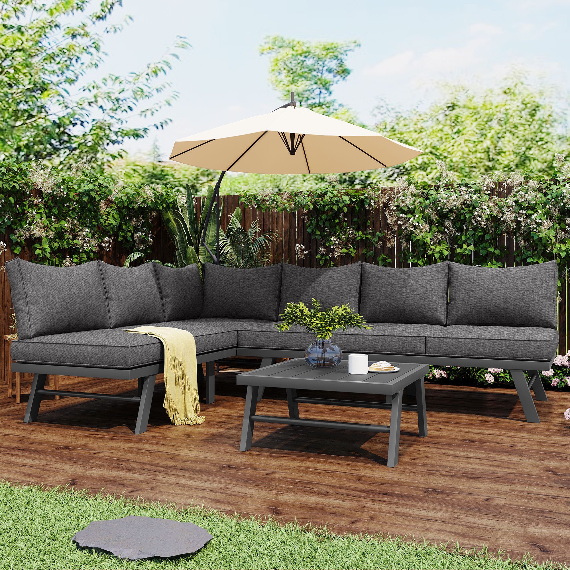 Merax Gartenlounge-Set für 6 Personen, Balkonset, günstig online kaufen
