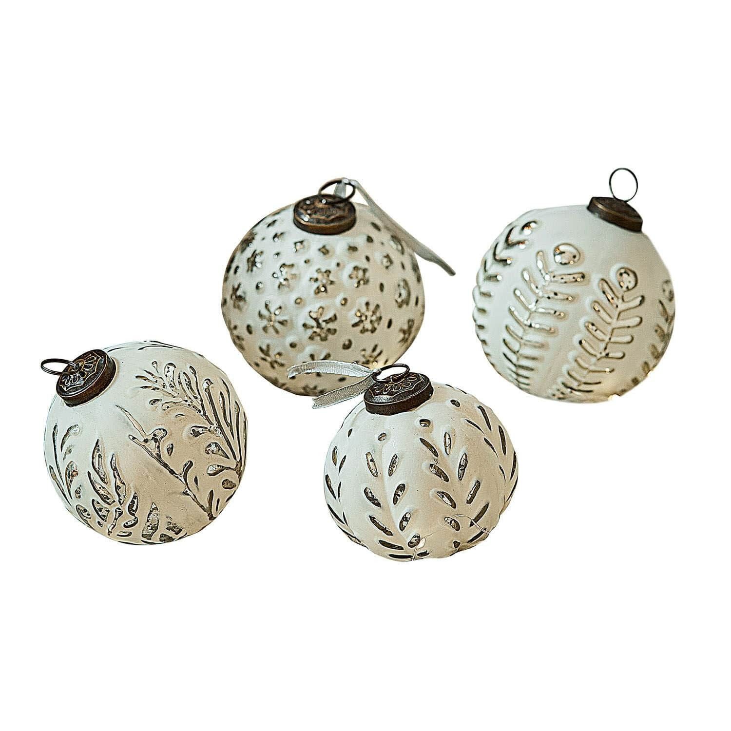 Christbaumschmuck Weihnachtsschmuck 4er Set Consac weiß/silber