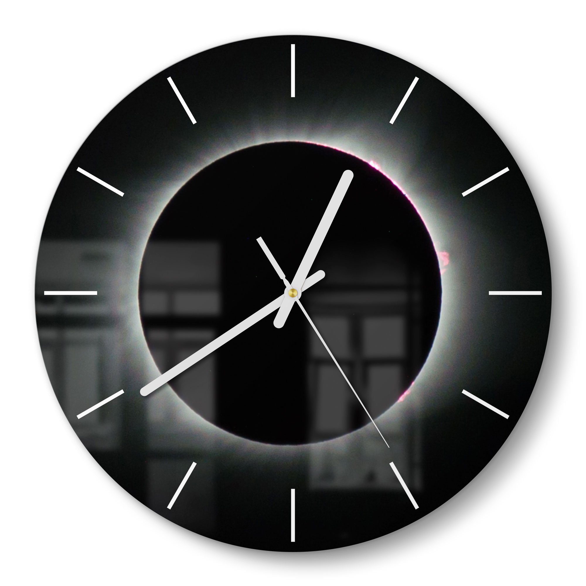 DEQORI Wanduhr 'Sonnenfinsternis' (Glas Glasuhr modern günstig online kaufen
